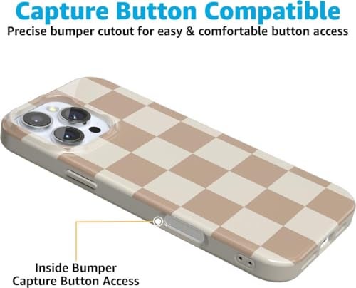 Casely iPhone 16 Pro Case | Fit Check | Neutral Checkerboard Checkered | Classic Ultra Slim Design | Compatible with MagSafe - Image 5