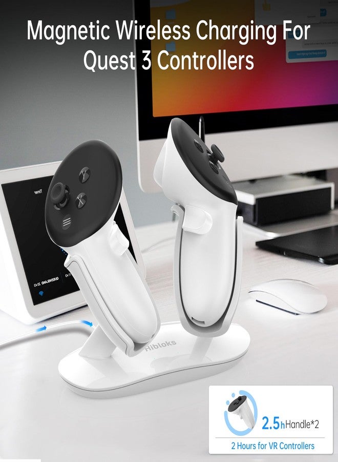 Rcstyle Charging Dock for Meta Quest 3S/Quest 3,Oculus Quest 3 Magnetic Wireless Charging Station for Controller with 20W Fast Charging Power Adapter & 2 Rechargeable Batteries & 2 USB-C Cable - Image 2