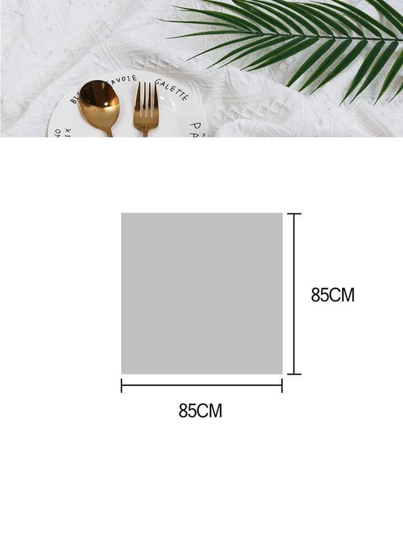 بيروي مفرش طاولة مربع أبيض - 85سم×85سم من القطن والكتان القابل للغسل والمقاوم للتجاعيد مع أهداب، مثالي لمناضد السرير وطاولات القهوة وعربات الشاي وزينة طاولات النزهات - Image 3