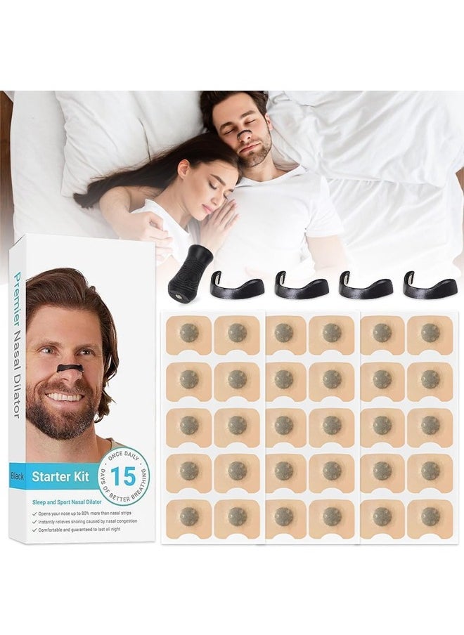Generic - Breathing Magnetic Nasal Strip Starter Kit, Nose Strips For Breathing, Reduce Snoring, Improve Sleep Quality after Sports, Exercise,Nasal Pads Comfortable Anti-Snoring Equipment (30 Count, Black) - Image 1