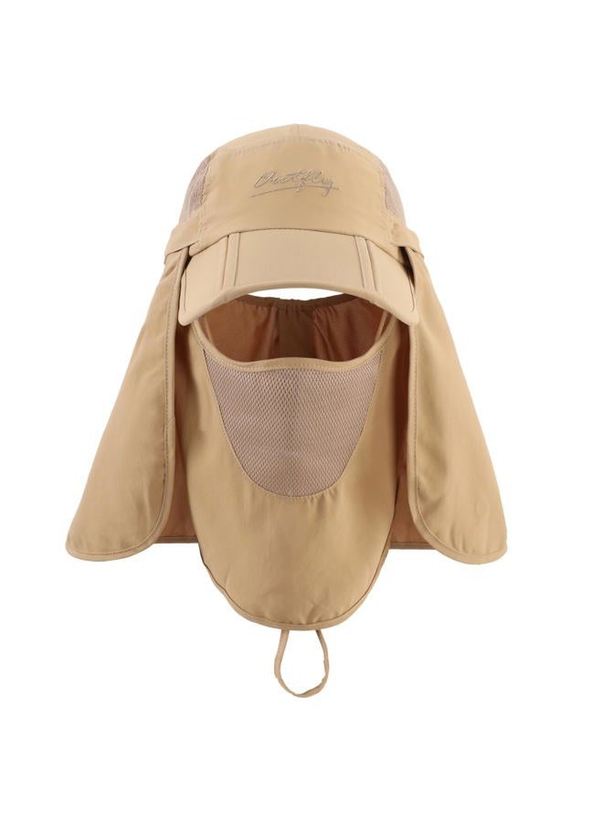 Connectyle Mens UPF 50+ Sun Cap Fishing Hats with Removable Face Mask Neck Flap, Khaki, One size - Image 2