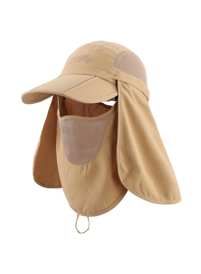 Connectyle Mens UPF 50+ Sun Cap Fishing Hats with Removable Face Mask Neck Flap, Khaki, One size - Image 1