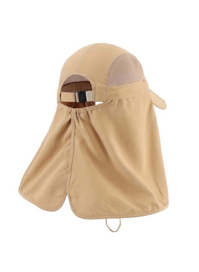 Connectyle Mens UPF 50+ Sun Cap Fishing Hats with Removable Face Mask Neck Flap, Khaki, One size - Image 3