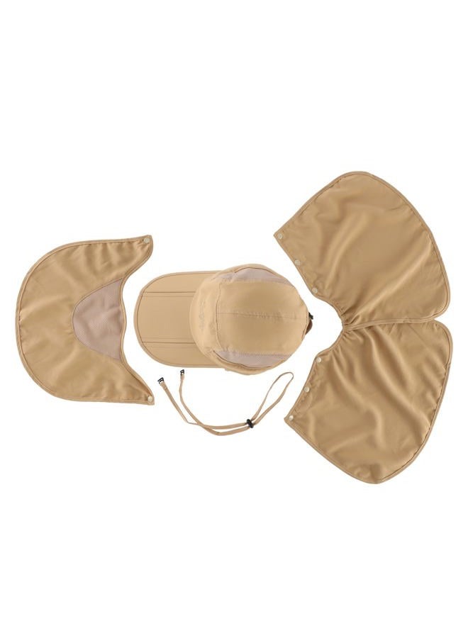Connectyle Mens UPF 50+ Sun Cap Fishing Hats with Removable Face Mask Neck Flap, Khaki, One size - Image 5