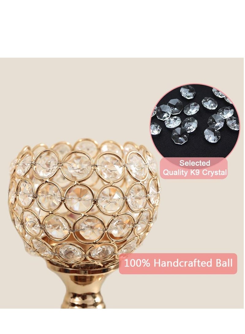 XiuWoo Pack of 3Pcs Gold Crystal Candle Holder Decor for Wedding Centerpiece, Tealight Candlestick Holder for Fireplace Candelabra, Home Decor, Party, Housewarming Gift - Image 5