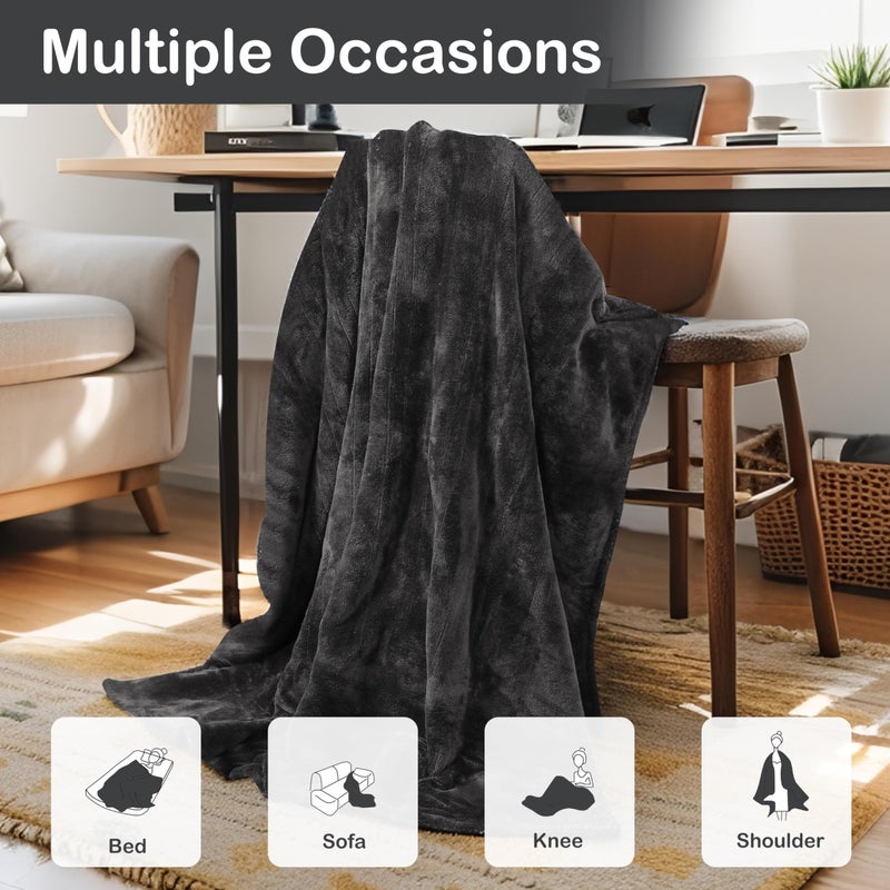 Eydna Electric Heated Blanket Full Size 72"x84",Fast Heating Throw, Soft Plush Microplush for Bed & Couch, 10 Hours Auto Off & 5 Heating Levels, Machine Washable, Gifts for Grandma & Family-Dark Gray - Image 3