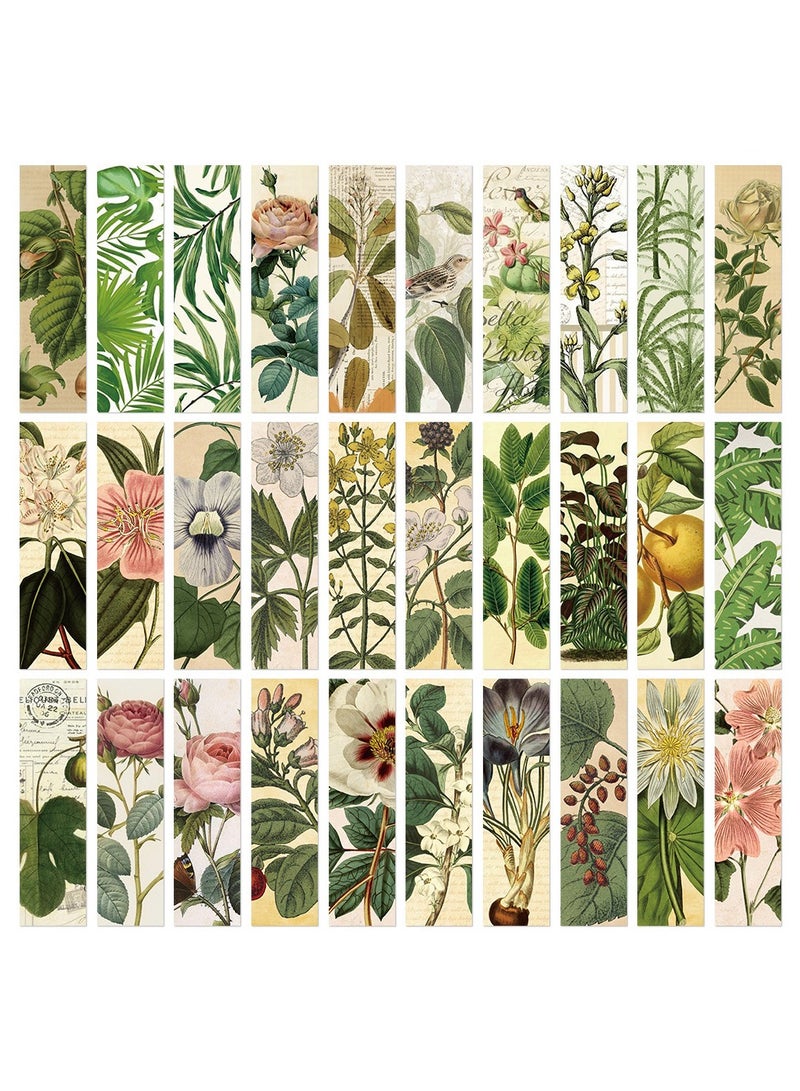 30 قطعة من العلامات المرجعية الورقية ذات الطابع النباتي، علامات مرجعية بطابع الزهور العتيقة، علامات مرجعية فريدة من نوعها للأطفال والبالغين والطلاب والمعلمين والمدرسة والمكتب المنزلي وعشاق القراءة - Image 1