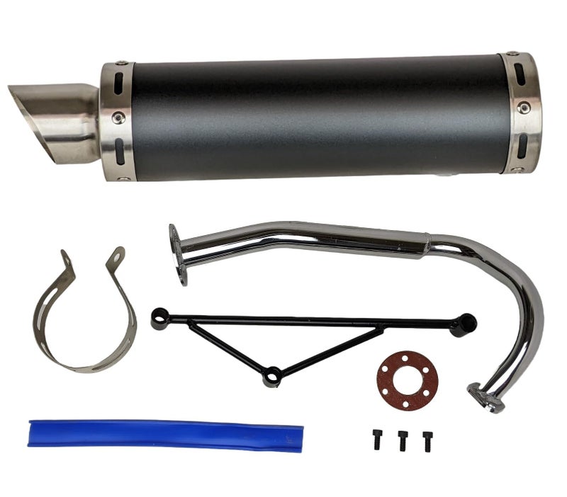 RedCap High Performance Exhaust System Muffler for GY6 50cc Scooter Moped TaoTao Jonway Kymco 139QMB (Black) - Image 1
