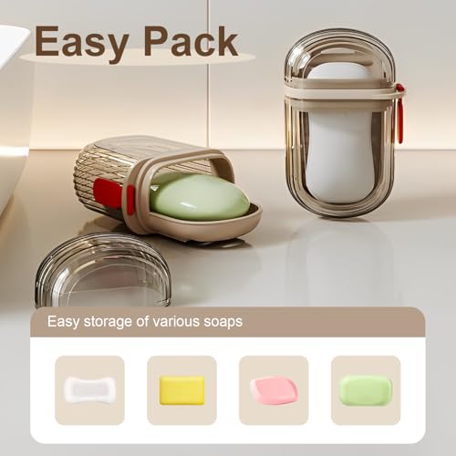 Holyenten Travel Soap Case Portable Set of 2 - Leakresistant and Waterproof Small Soap Containers with Lid for Bathroom, Shower, Gym, or Travel - Efficient Drainage Design Keeps Soap Dry and Secure - Image 5