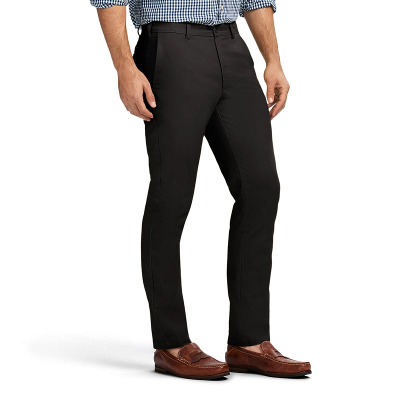 IZOD Men's American Chino Flat-Front Straight-Fit Pants, Black, 36W x 30L - Image 2