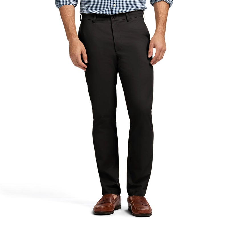 IZOD Men's American Chino Flat-Front Straight-Fit Pants, Black, 36W x 30L - Image 1