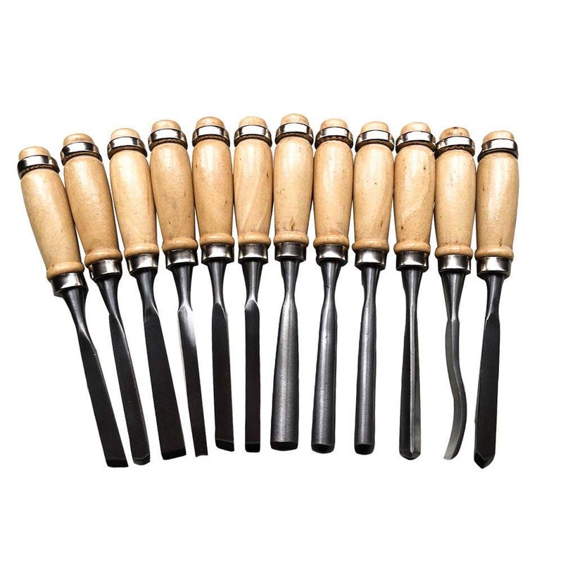 Artnery Wood Carving Hand Chisel Professional Woodworking Tool Set of 12Pcs