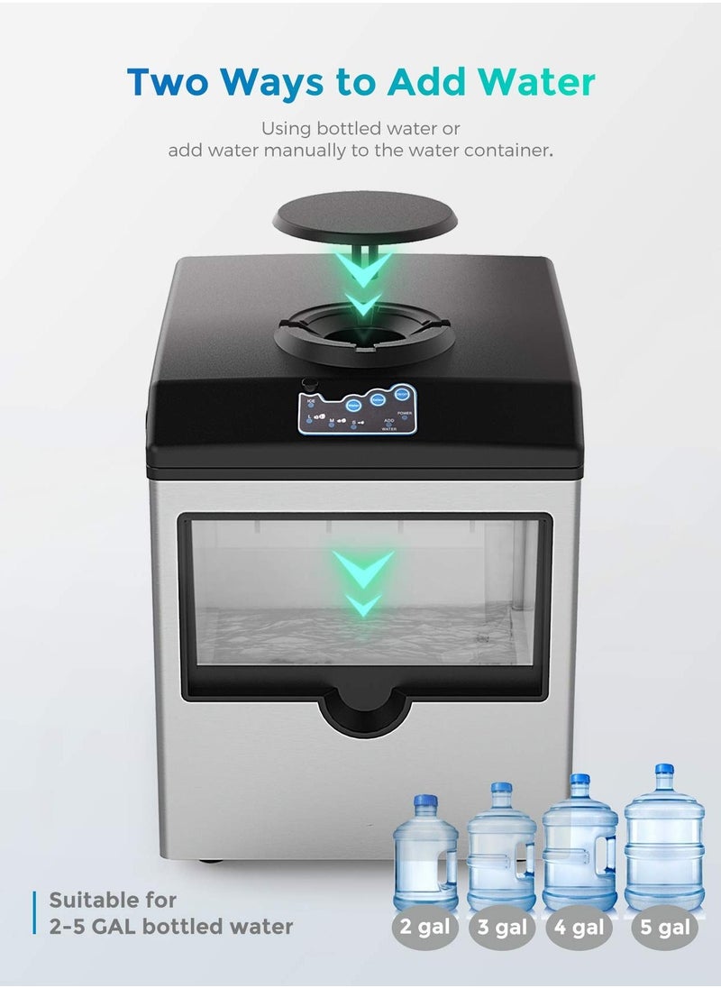 Cool Baby - COOLBABY 2 in 1 countertop ice maker, 48LBS per day, S/M/L size ice cube, 5LBS ice storage basket, fast 6 mins, stainless steel ice machine ,with extendable chilled water spout. - Image 1