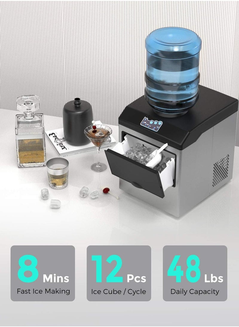 Cool Baby - COOLBABY 2 in 1 countertop ice maker, 48LBS per day, S/M/L size ice cube, 5LBS ice storage basket, fast 6 mins, stainless steel ice machine ,with extendable chilled water spout. - Image 1