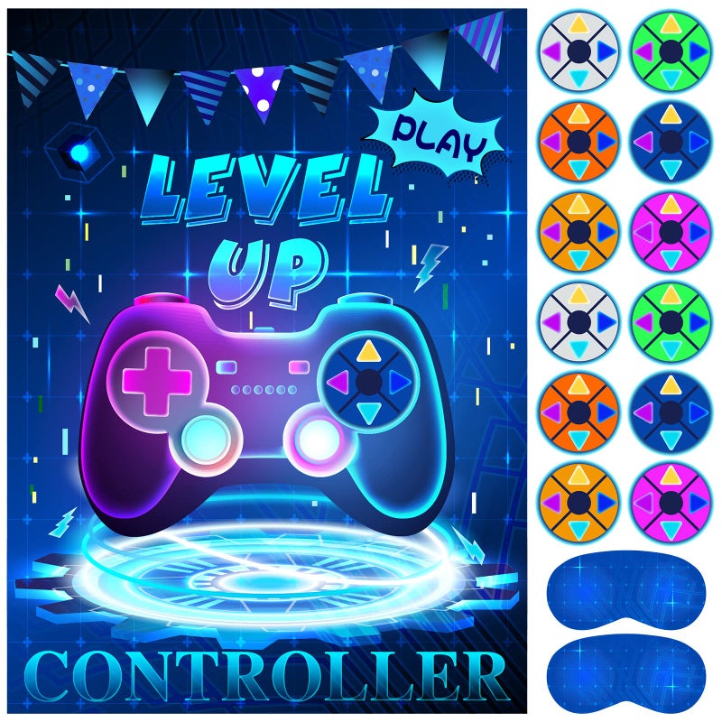 ASTARON Pin The Button Video Game Party Game 30 Video Game Button Stickers Construction Birthday Party Favor Sets for Kids Adults - Image 3