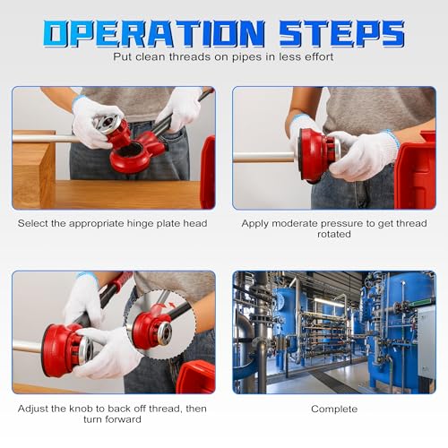 GQGP Pipe Threader Ratchet Kit， Manual Ratcheting Pipe Threading Tool Set with 6 NPT Dies (1/4" 3/8" 1/2" 3/4" 1" 1-1/4"),Portable Pipe Threading Tool Set for Galvanized Aluminum Iron Copper Pipes - Image 4