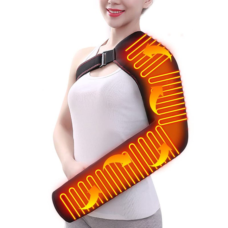 WOOLALA Shoulder Arm Hand Heating Pad for Pain Relief, Ultra Long Heated Wrist Wrap Heated Elbow Brace Hand Warmer for Tendonitis, Arthritis, Sports Injury Recovery, 3 Temperature Settings & Timer - Image 1