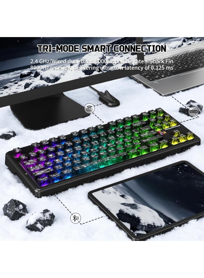 Attack Shark X87 Ultra Wireless Mechanical Gaming Keyboard – 87-Key TKL, 8K Wireless Receiver, 10000mAh Battery, Dot-Matrix Display, Hot-Swappable RGB Keyboard (Forged Carbon) - Image 5
