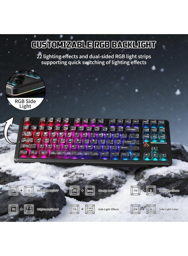 Attack Shark X87 Ultra Wireless Mechanical Gaming Keyboard – 87-Key TKL, 8K Wireless Receiver, 10000mAh Battery, Dot-Matrix Display, Hot-Swappable RGB Keyboard (Forged Carbon) - Image 2