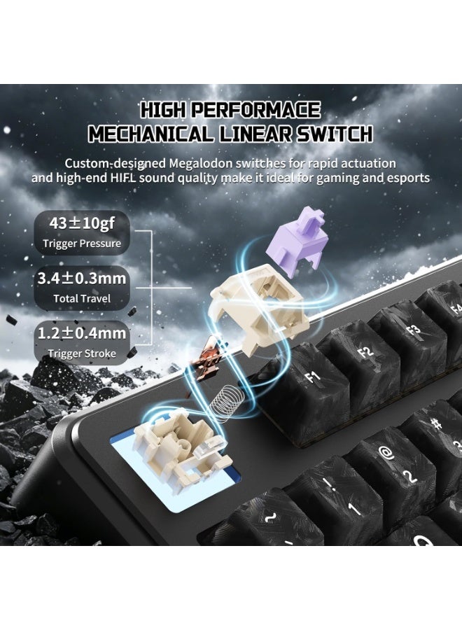 Attack Shark X87 Ultra Wireless Mechanical Gaming Keyboard – 87-Key TKL, 8K Wireless Receiver, 10000mAh Battery, Dot-Matrix Display, Hot-Swappable RGB Keyboard (Forged Carbon) - Image 4