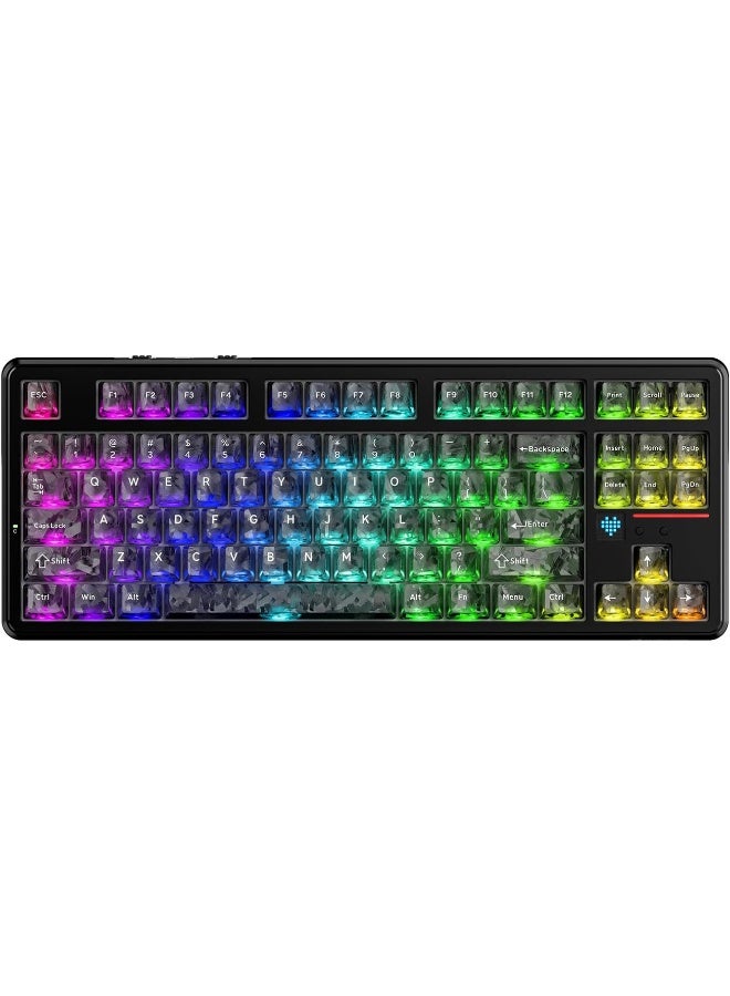Attack Shark X87 Ultra Wireless Mechanical Gaming Keyboard – 87-Key TKL, 8K Wireless Receiver, 10000mAh Battery, Dot-Matrix Display, Hot-Swappable RGB Keyboard (Forged Carbon) - Image 1