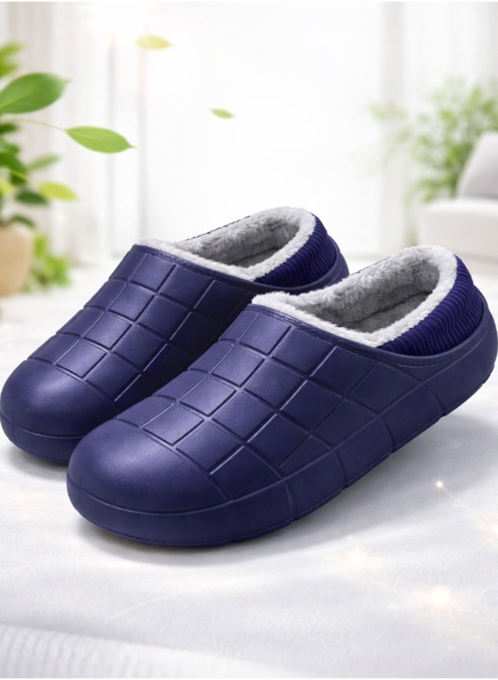 Men’s Winter Closed-Back Slippers – Fleece Lined, Comfortable for Home