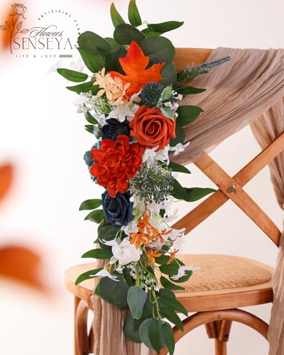Senseya Artificial Flowers Combo, Teal Orange Silk Roses, Peonies, Dahlias with Stems for DIY Wedding Bouquets, Baby Shower, Table Centerpieces, Home Decor, Fake Floral Arrangements, Party Decorations - Image 4