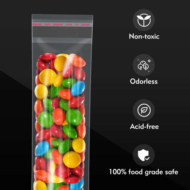 HRXMS 2x10 Inch Self-Sealing Pretzels Individual Bags 200 Pcs - Food Safe Pretzel Rod & Candy Wrapping Bags for Chocolate, Cookies, Popsicles, Gifts (Transparent Individually Wrapped Packaging) - Image 3