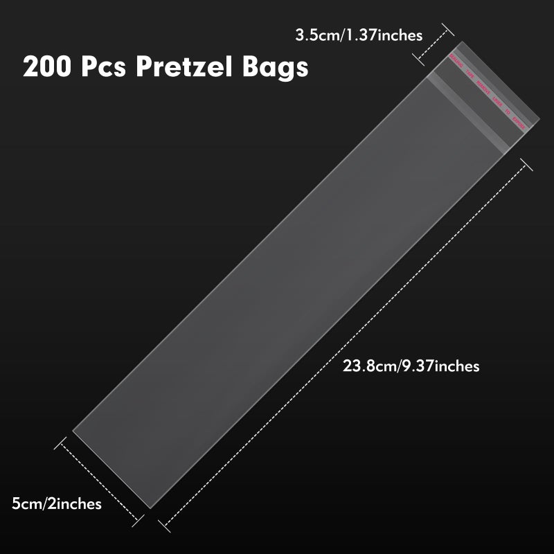 HRXMS 2x10 Inch Self-Sealing Pretzels Individual Bags 200 Pcs - Food Safe Pretzel Rod & Candy Wrapping Bags for Chocolate, Cookies, Popsicles, Gifts (Transparent Individually Wrapped Packaging) - Image 2