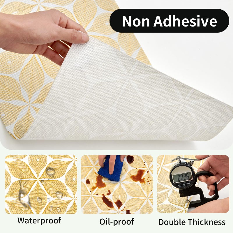 Kimhan Shelf Liners for Kitchen Cabinets 12in x 20FT, Non Adhesive Cabinet Liner Strong Non-Slip Golden Leaf Drawer Liner, Easy to Clean for Shelf, Cabinet with Knife and Tape Measure - Image 3