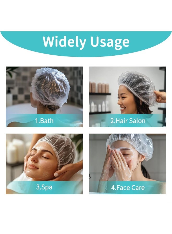 100Pcs Disposable Shower Caps, Plastic Shower Cap for Women,Elastic Large Thick Waterproof Bath Cap,Plastic Clear Hair Caps for Bathing,Hair Care,Home Use,Salon,Spa,Hotel,Travel - Image 5