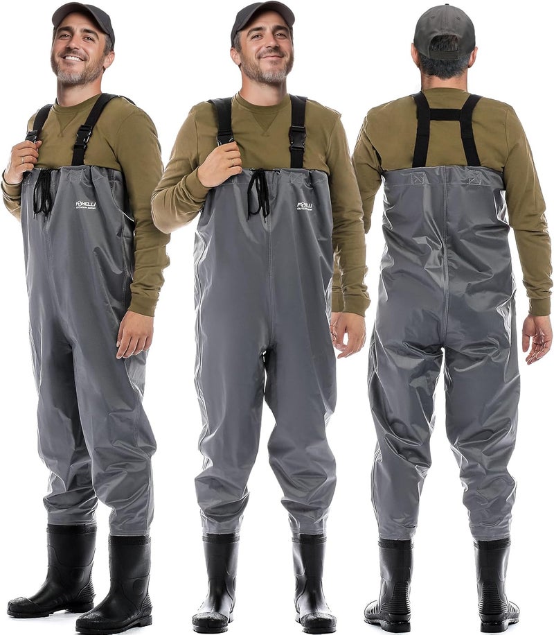 Foxelli Chest Waders - 2-ply Nylon/PVC Waterproof Lightweight Fishing Waders for Men & Women with Boots - Image 1