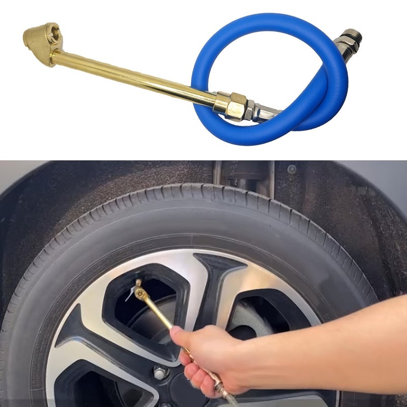 Black Heavy Duty Dual Head Air Chuck Set For Tire Inflator Gauge - Image 4