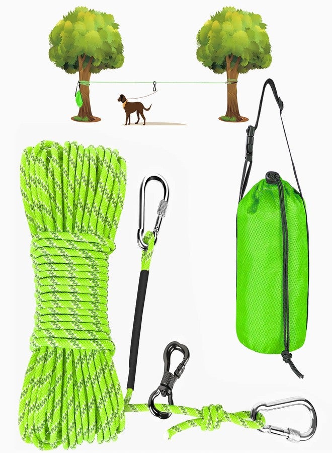 XiaZ Dog Tie Out Cable for Camping, 100FT Portable Overhead Trolley System for Dogs up to 300lbs，Dog Lead for Yard, Camping, Parks, Outdoor Events,5 min Set-up, Green - Image 1