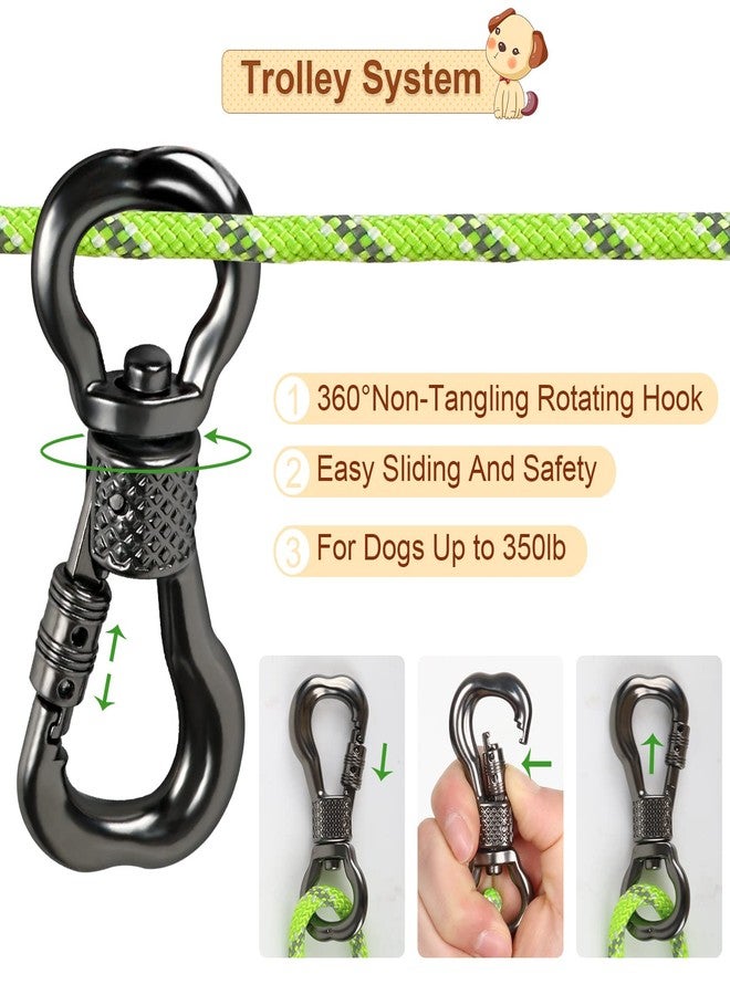 XiaZ Dog Tie Out Cable for Camping, 100FT Portable Overhead Trolley System for Dogs up to 300lbs，Dog Lead for Yard, Camping, Parks, Outdoor Events,5 min Set-up, Green - Image 2
