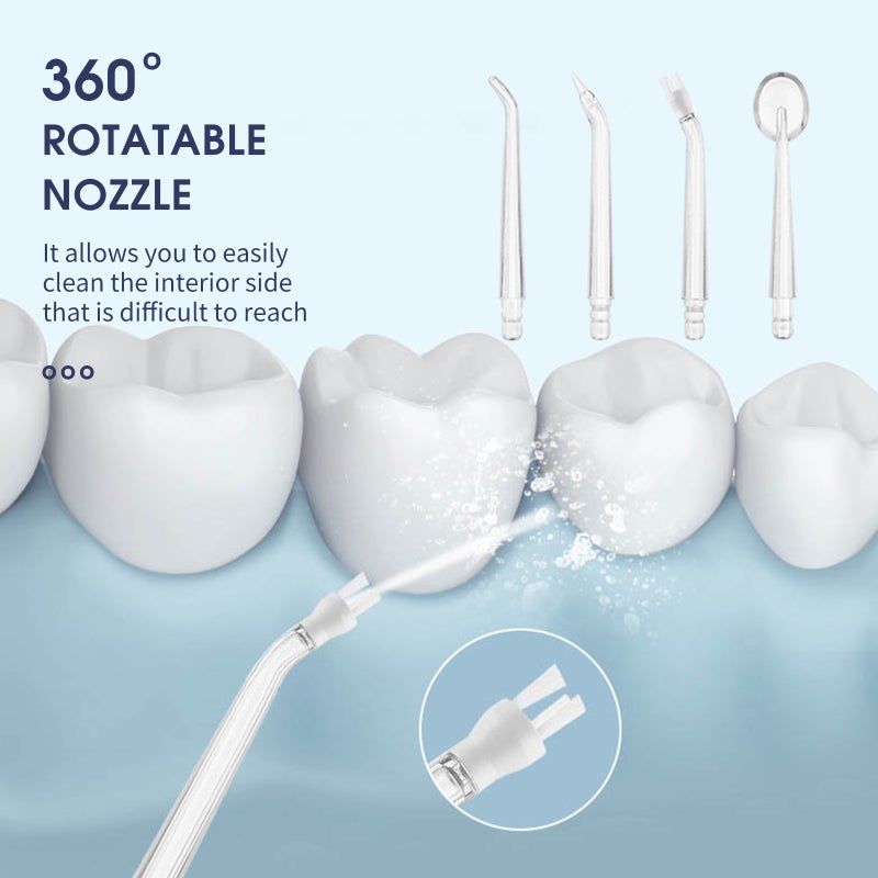 Water Flosser Cordless Oral Irrigator IPX7 Waterproof Cordless Teeth Cleaner 3 Modes USB Rechargeable Flosser with 200mL Water Tank 4 Jet Tips for Home Travel - Image 4