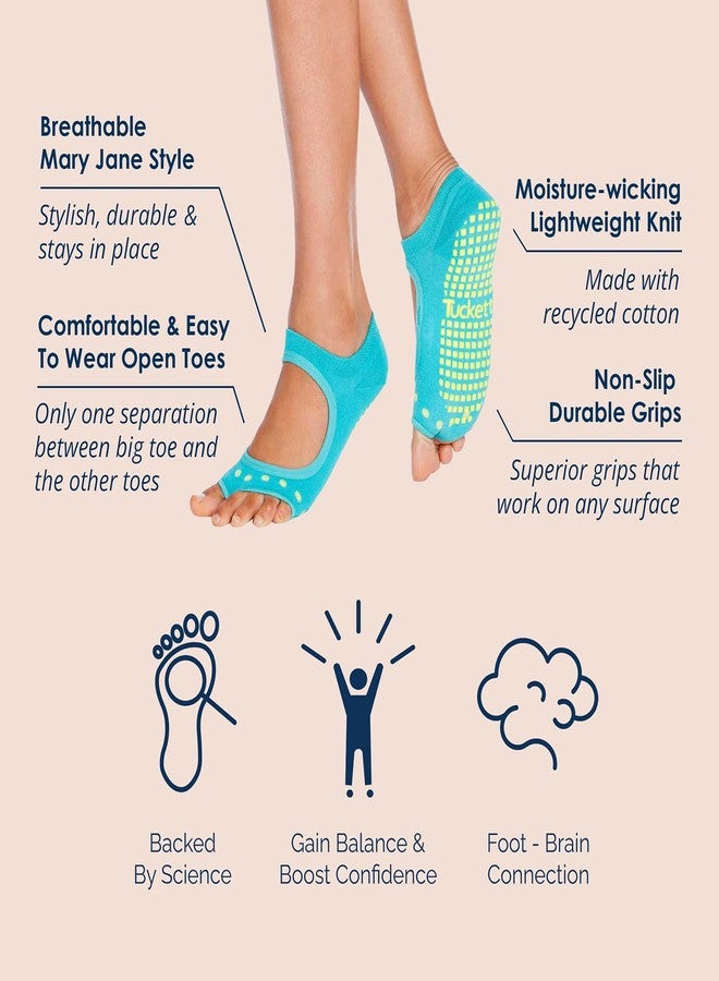 Tucketts Premium Allegro Toeless Yoga Socks with Grips for Women Toeless Socks For Women, Pilates Grip Socks Pilates Socks Women, S/M 3 Pack Black/Leopard/Starry-Night - Image 2