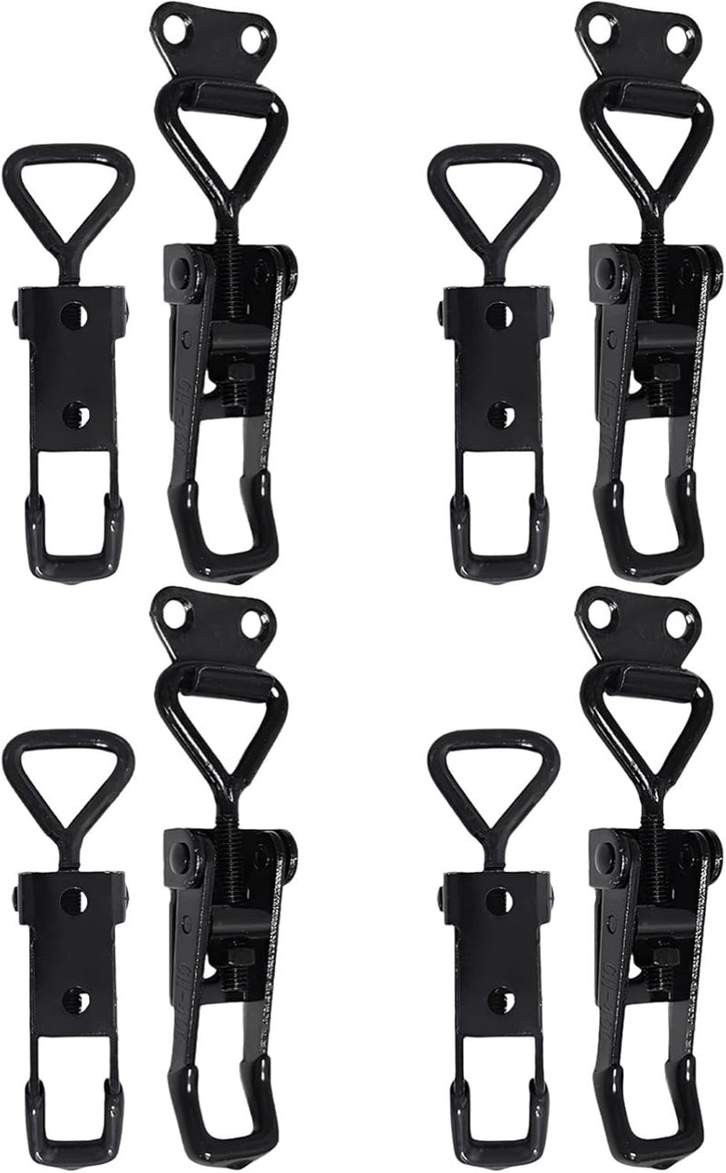 4 Pcs Heavy Duty Toggle Clamp Latch, Black Plated Steel Pull Action, 330 Lbs / 150 Kg Holding, Adjustable Quick Release Hasp for Boxes, Cases, Doors - Image 1