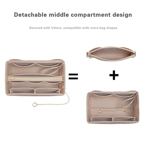 ATSEKTZ Purse Organizer Insert, Handbag Organizer with Zipper, Tote Shaper with Cup Holder & Keychain, Compatible with LV, Neverfull, MK, COACH, Longchamp, Kate Spade – Black-Lg - Image 5