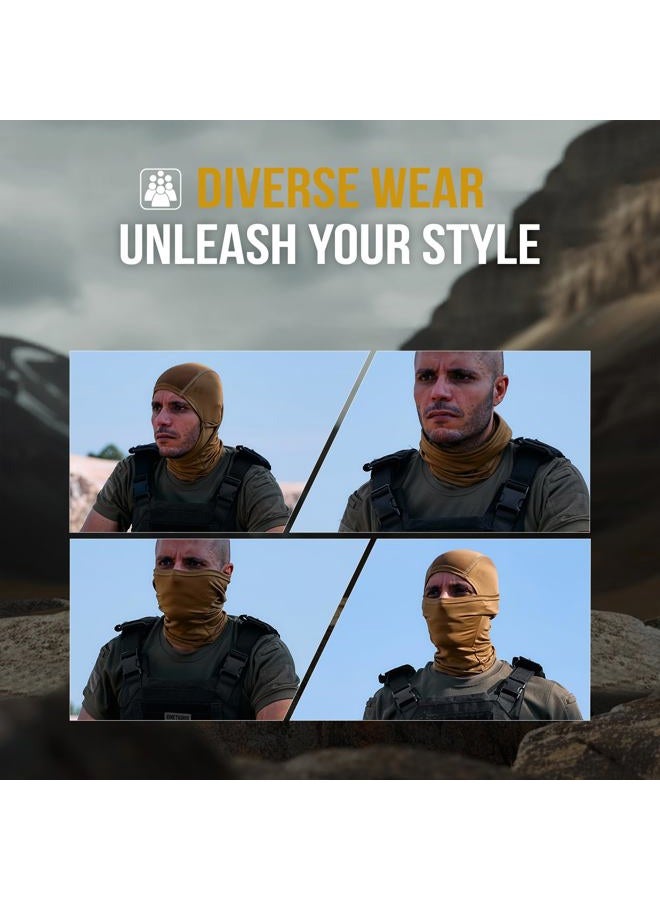 OneTigris Balaclava Face Mask Men, Women's Full Head Wrap Motorcycle Cooling Neck Gaiter Tactical Hood for Hiking Cycling (Tan, Large), Tan, L - Image 3