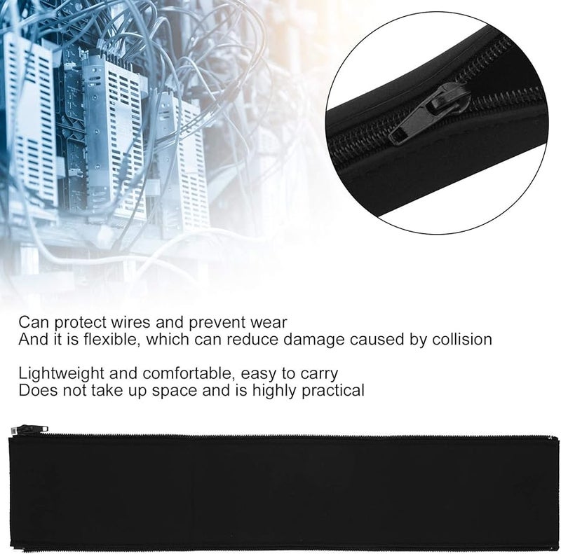 Black Neoprene Cable Management Sleeve 19 7x4 3 Inch Wire Organizer Cord Cover - Image 3
