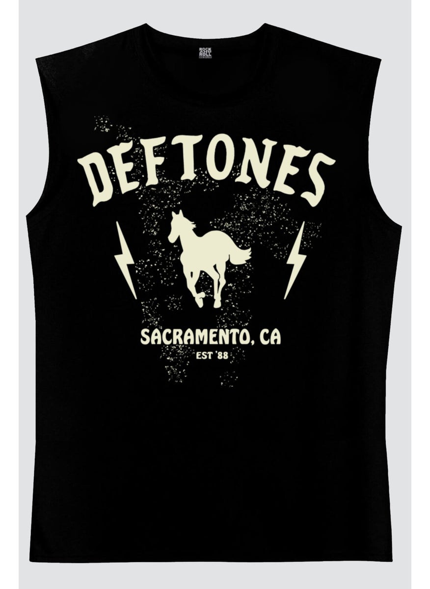 Rock&Roll Deftones Black Cut Sleeve / Sleeveless Men's T-Shirt  - Image 3
