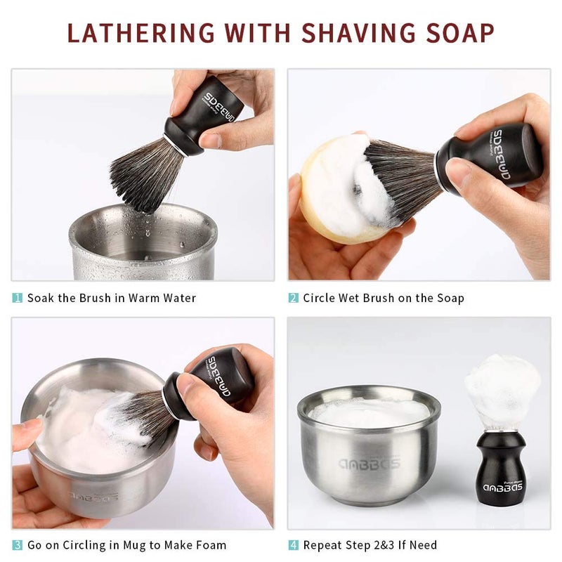 Anbbas Shaving Brush and Holder with Travel Case, Synthetic Badger Hair Ebony Handle Brush 3in1 Kit for Men - Image 3