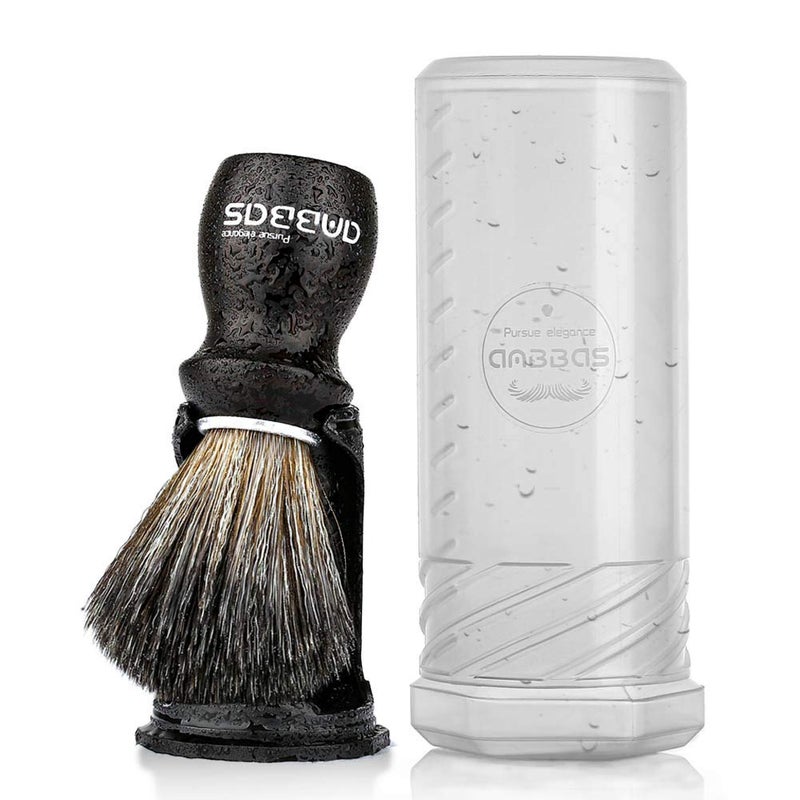 Anbbas Shaving Brush and Holder with Travel Case, Synthetic Badger Hair Ebony Handle Brush 3in1 Kit for Men - Image 1