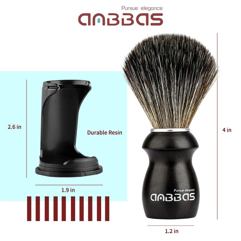 Anbbas Shaving Brush and Holder with Travel Case, Synthetic Badger Hair Ebony Handle Brush 3in1 Kit for Men - Image 4