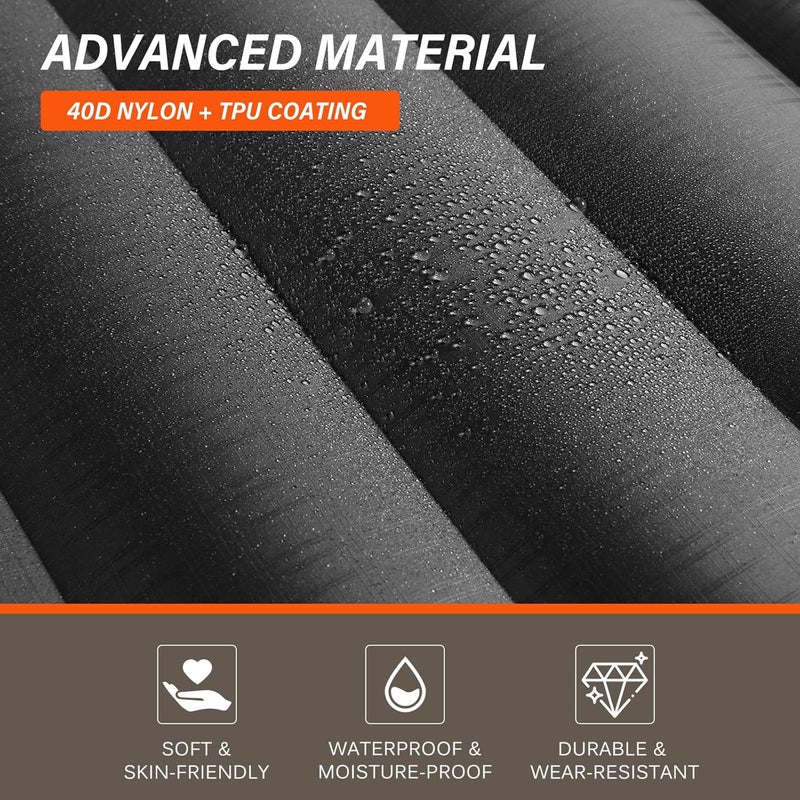 TOBTOS Self Inflating Camping Sleeping Pad with Pillow, Thick 6 Inch Ultralight Sleeping Pad with Built-in Pump, Lightweight Sleeping Mat for Camping, Backpacking, Hiking, Tent (Grey) - Image 5