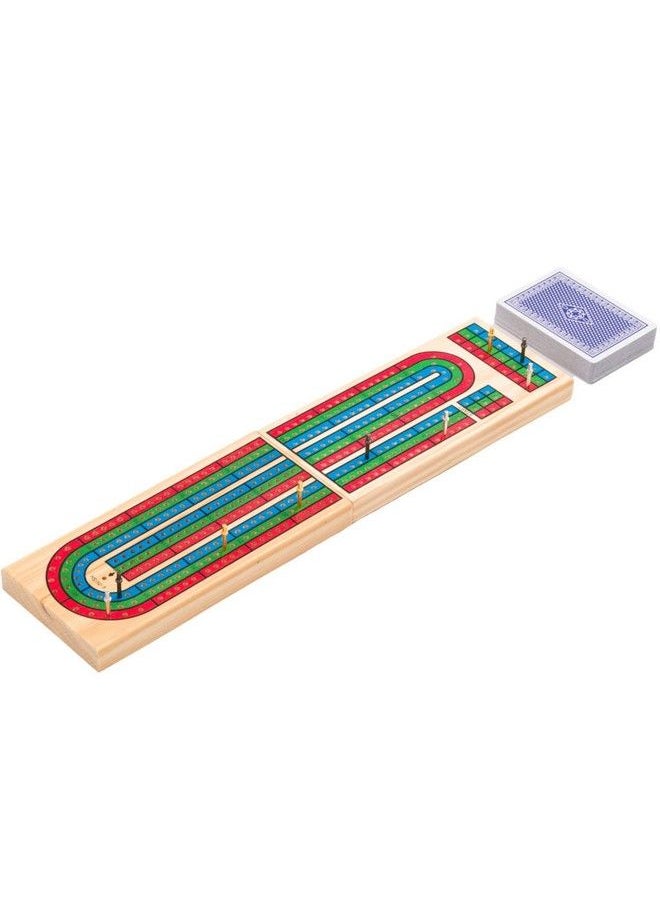 Regal Games - Wooden Cribbage Board Game With Metal Pegs And A Standard Deck Of Playing Cards 4 Players - Image 1