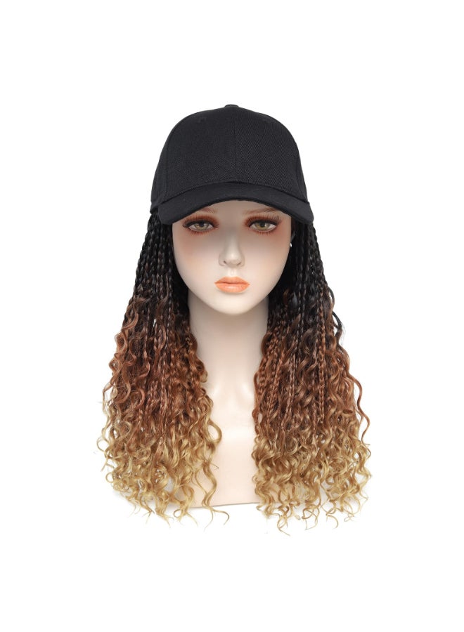 GUOJIAN Goddess Box Braids Baseball Cap Wig Bohemian Curly Ends Box Braiding Hat with Crochet Hair Extensions for Black White Women Synthetic Braids Hat Wig with Hair Attached 16inch T1B3027 - Image 4