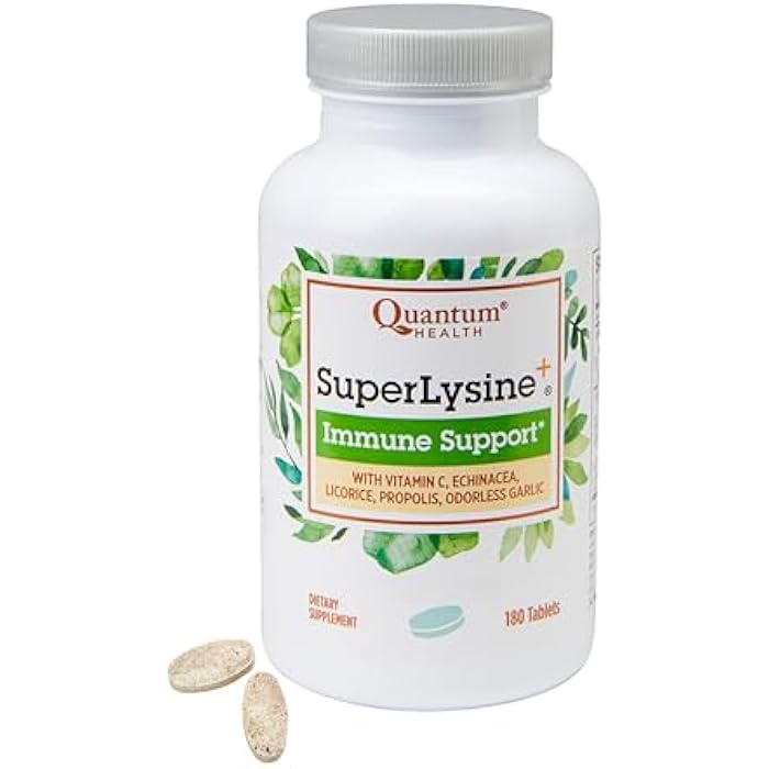 Quantum Health SuperLysine+ Advanced Formula Immune Support Supplement Lysine 1500 mg, Vitamin C Echinacea Licorice Bee Propolis & Odorless Garlic Daily Wellness Blend for Women & Men - 180 Tablets - Image 1