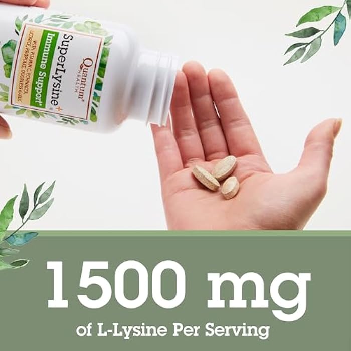 Quantum Health SuperLysine+ Advanced Formula Immune Support Supplement Lysine 1500 mg, Vitamin C Echinacea Licorice Bee Propolis & Odorless Garlic Daily Wellness Blend for Women & Men - 180 Tablets - Image 4